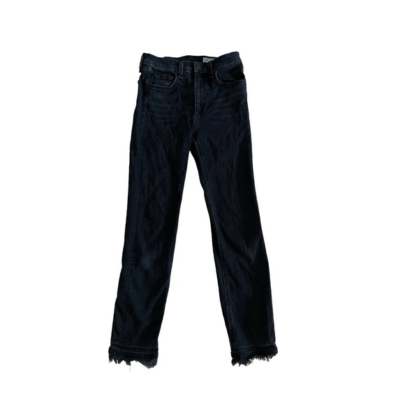 Women 25 Rag & Bone Black Croyden Hana Frayed Cropped Jeans Pants W2015K502